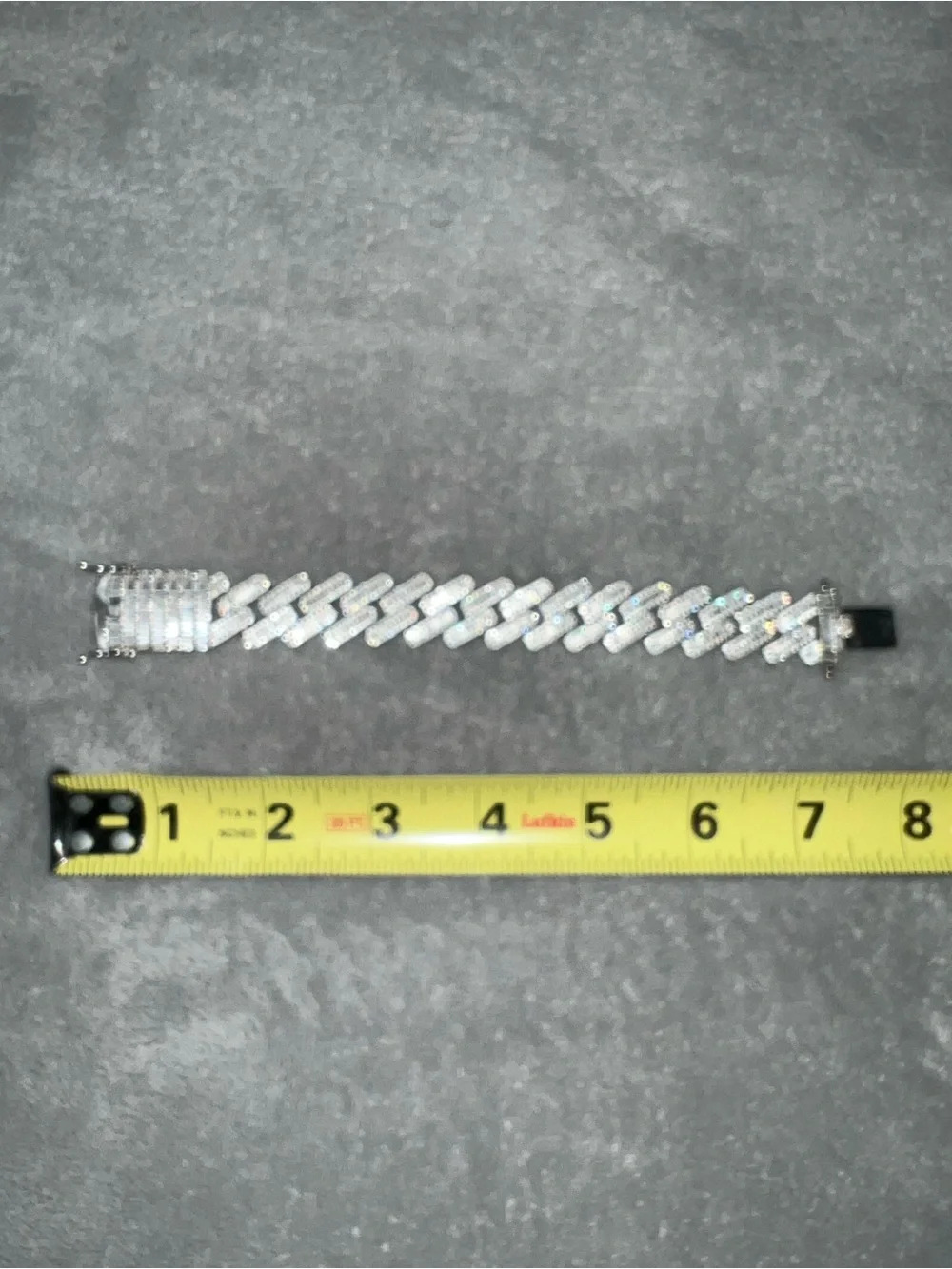 Cubic Zirconia Silver-Tone Cuban Bracelet